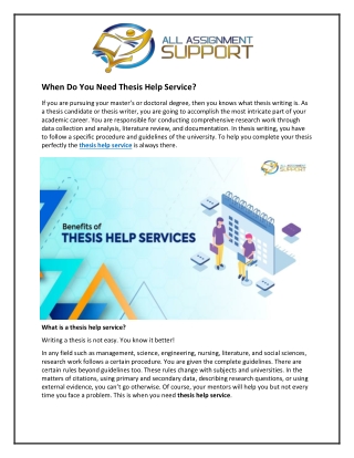 When Do You Need Thesis Help Service?