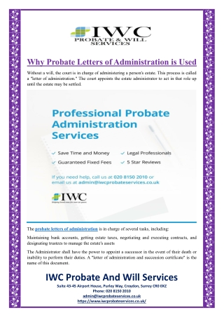 Why Probate Letters of Administration is Used