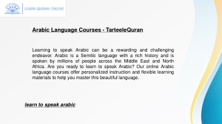 Arabic Language Courses - TarteeleQuran