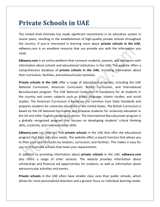 Private Schools in UAE