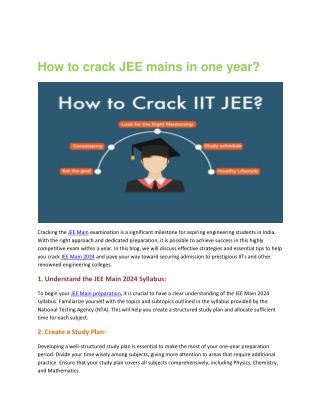 How to crack JEE mains in one year