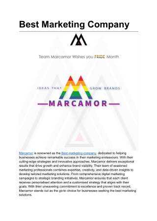 Best Marketing Company _ Marcamor