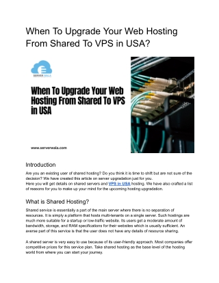 When To Upgrade Your Web hosting From Shared To VPS in USA_