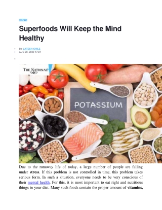 Superfoods Will Keep the Mind Healthy