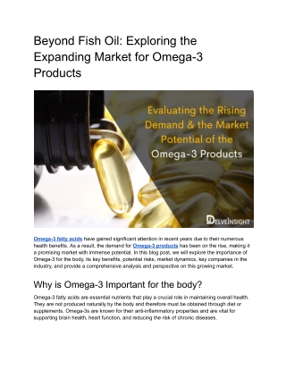 Evaluating the Rising Demand & the Market Potential of Omega-3 Products