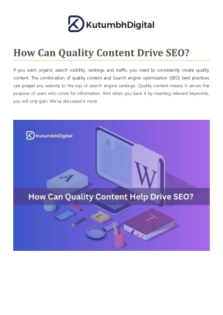 How Can Quality Content Help Drive SEO -Kutumbh Digital