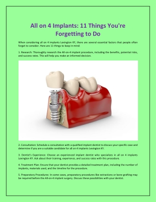 All on 4 Implants: 11 Things You're Forgetting to Do