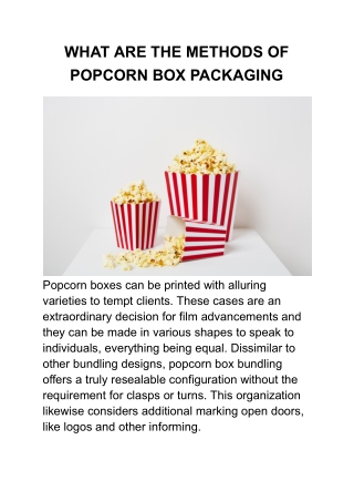 WHAT ARE THE METHODS OF POPCORN BOX PACKAGING