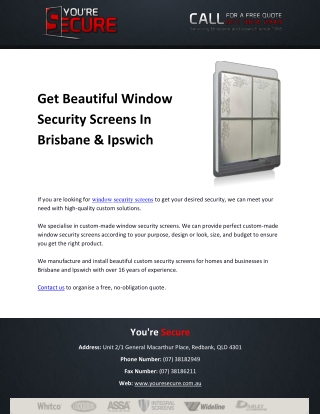 Get Beautiful Window Security Screens In Brisbane & Ipswich
