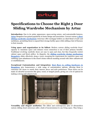 Specifications To Choose The Right 3 Door Sliding Wardrobe Mechanism by Artuz