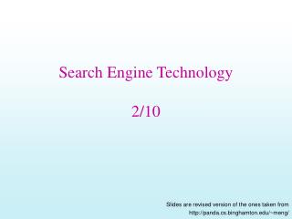 Search Engine Technology 2/10
