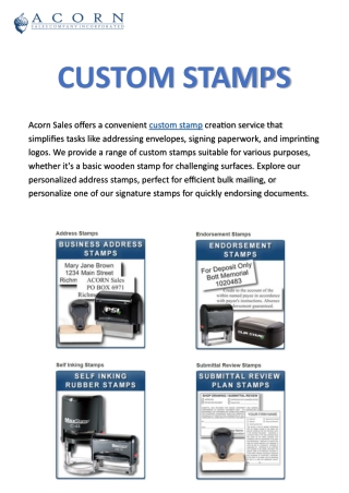 Buy Custom-Made Rubber Stamps | Acorn Sales