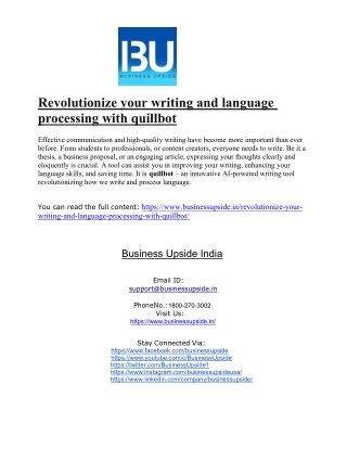 Revolutionize your writing and language processing with quillbot