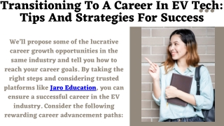 Transitioning To A Career In EV Tech Tips And Strategies For Success