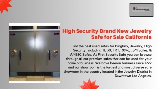High Security Brand New Jewelry Safe for Sale California - First Security Safe