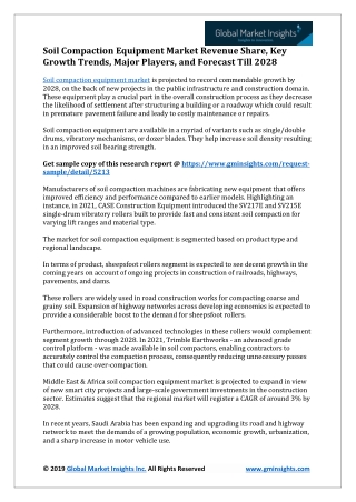 Soil Compaction Equipment Share, Key Drivers, and Trend Analysis Till 2028