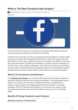 1What Is The Best Facebook 1Ads Scraper