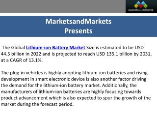 Lithium-ion Battery Market Set to Reach $135.1 Billion by 2031