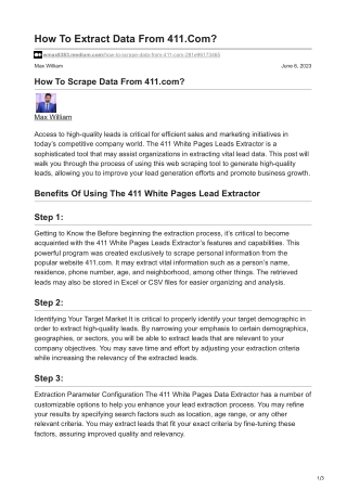 How To Extract Data From 411Com
