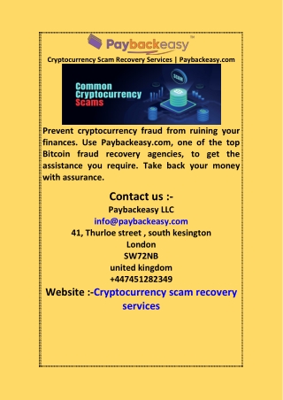 Cryptocurrency Scam Recovery Services  Paybackeasy com