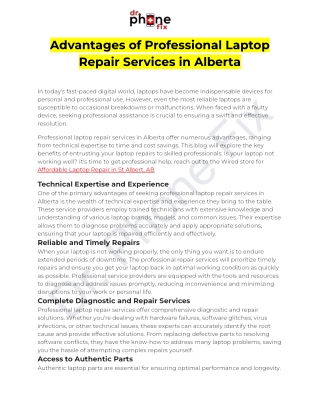 Advantages of Professional Laptop Repair Services in Alberta