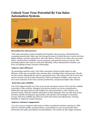 Unlock Your True Potential By Van Sales Automation System.