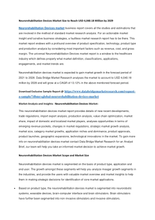 Neurorehabilitation Devices Market Size to Reach USD 4,040.18 Million by 2029
