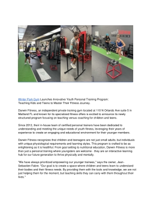 Kids and Teens General Fitness & Young Athletes Development.