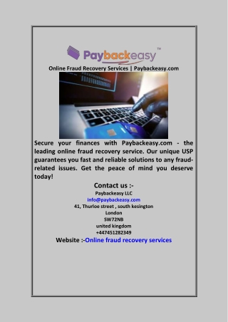 Online Fraud Recovery Services  Paybackeasy com