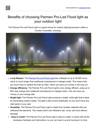 BENEFIT OF FLOOD LIGHT