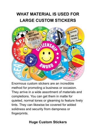 WHAT MATERIAL IS USED FOR LARGE CUSTOM STICKERS