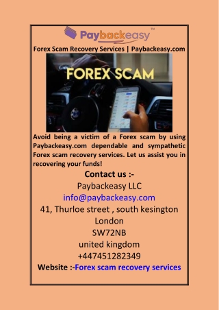 Forex Scam Recovery Services  Paybackeasy com