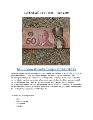 Buy Cad 50$ Bills Online