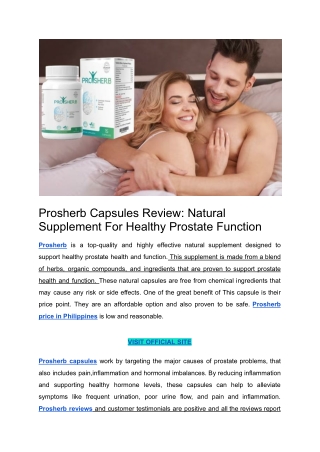 Prosherb Capsules Review_ Natural Supplement For Healthy Prostate Function