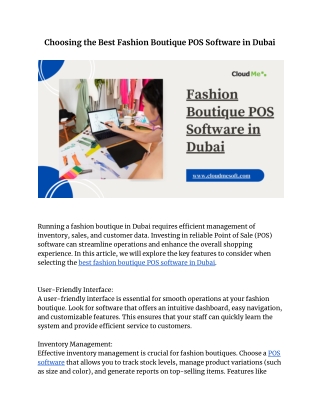 Choosing the Best Fashion Boutique POS Software in Dubai |  Fashion Boutique POS