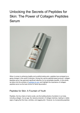 Incorporating Peptide Serums into Your Daily Skincare Routine