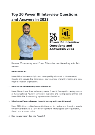 Top 20 Power BI Interview Questions and Answers in 2023