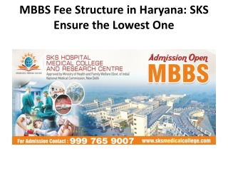 MBBS Fee Structure in Haryana SKS Ensure the Lowest One