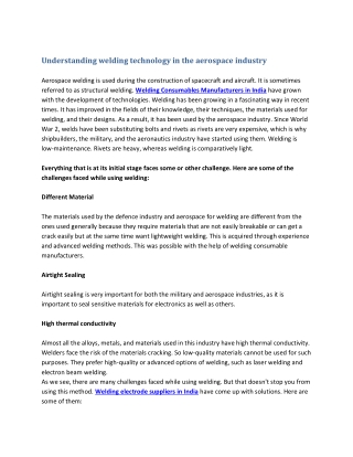 Understanding welding technology in the aerospace industry (1)