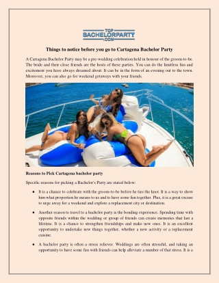 Things to notice before you go to Cartagena Bachelor Party-Pdf