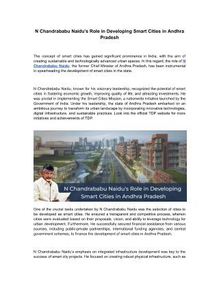 N Chandrababu Naidu's Role in Developing Smart Cities in Andhra Pradesh