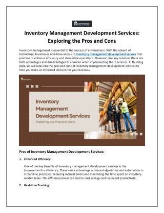 Inventory Management Development Services_Exploring the Pros and Cons