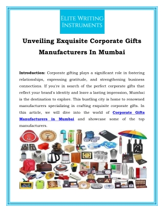 Unveiling Exquisite Corporate Gifts Manufacturers In Mumbai