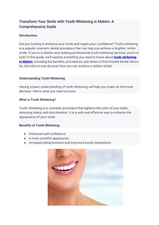 Tooth Whitening in Mahim