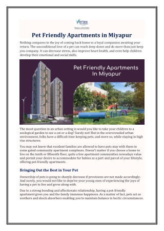 Pet Friendly Apartments in Miyapur