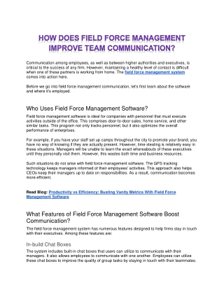 How Does Field Force Management Improve Team Communication