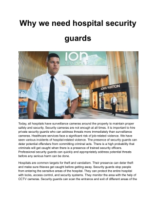 Why we need hospital security guards