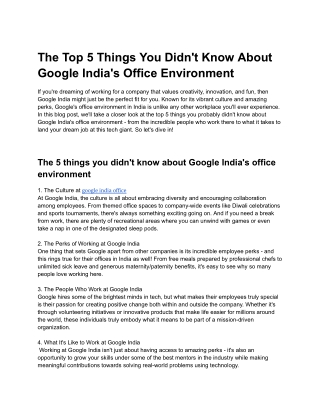 The Top 5 Things You Didn't Know About Google India's Office Environment