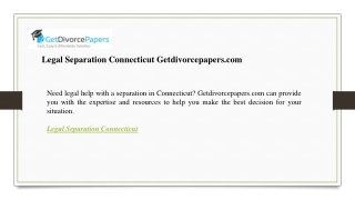 Legal Separation Connecticut Getdivorcepapers.com