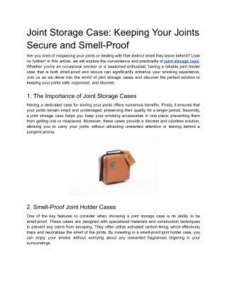 Joint Storage Case_ Keeping Your Joints Secure and Smell-Proof